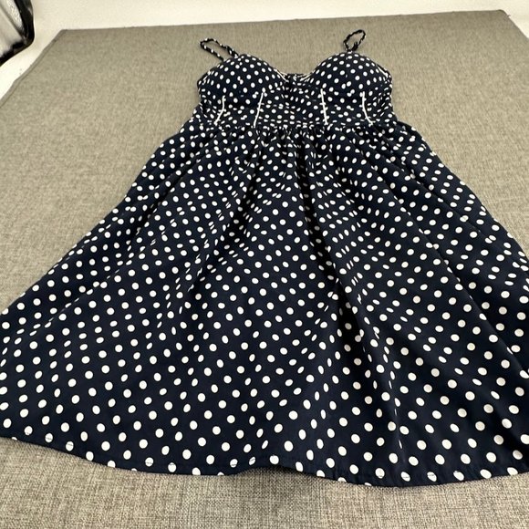 American Rag Polka Dot Mini Dress 50's Inspired Fit & Flare Spaghetti Straps Sma - Picture 7 of 16